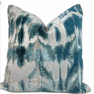 2 TWO Kodiak | Green Teal Aqua Abstract Velvet Pillow Covers 20.5 x 20.5
